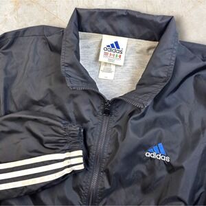 90's Vintage Adidas Embroidered Full Zip Windbreaker Jacket Lined Size‎ XL Black